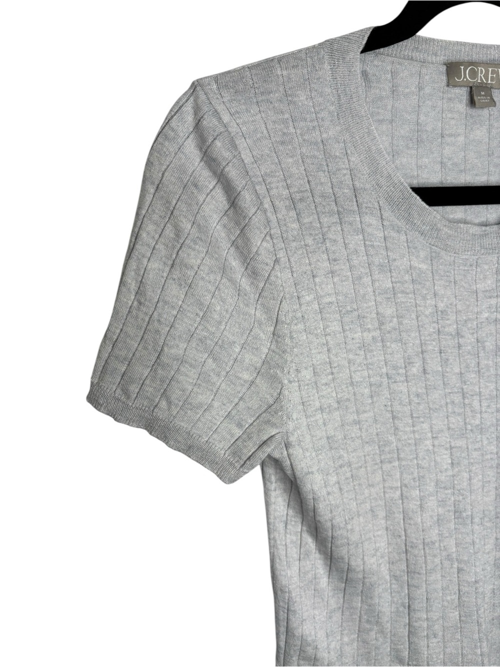 J.Crew Silk Cashmere Cropped T-Shirt in Heather Harbor Grey BG652 Medium - Picture 3 of 10